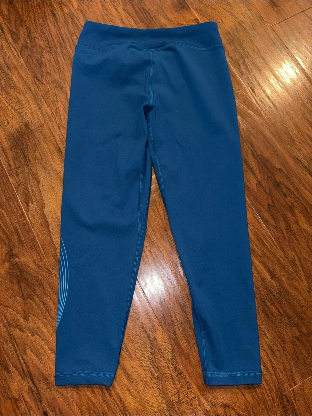 Under Armour Teal Blue Graphic Logo Cropped Leggings Youth M